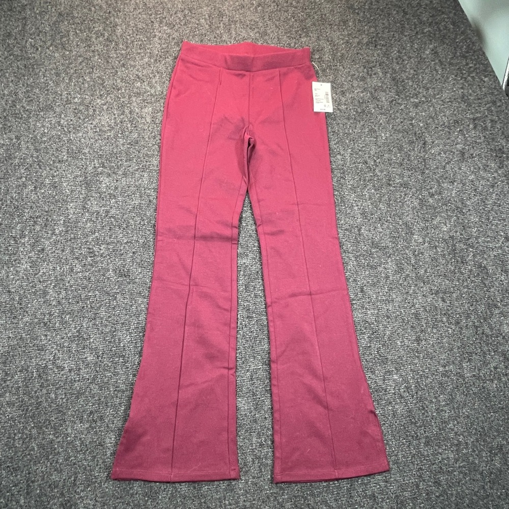 Gymboree Flare Pants Kids Size 10 Sugar Beet Burgundy Knit Front Seam Slit Hem